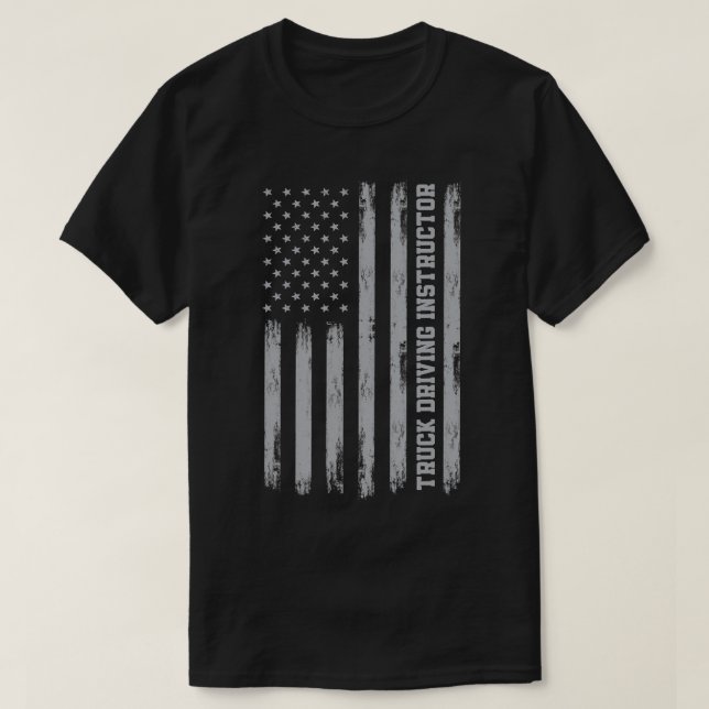 America Truck Driving Instructor USA Flag Driver E T-Shirt (Design Front)