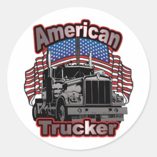America Trucker Classic Round Sticker
