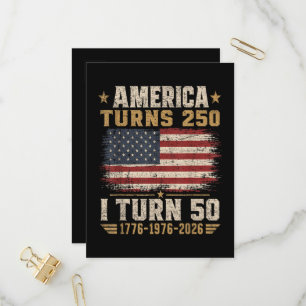 America Turns 250 I Turn 50 Invitation Postcard