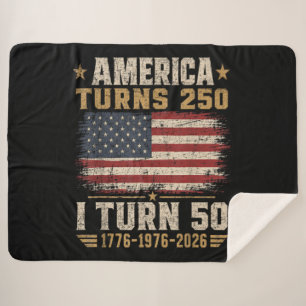 America Turns 250 I Turn 50 Sherpa Blanket