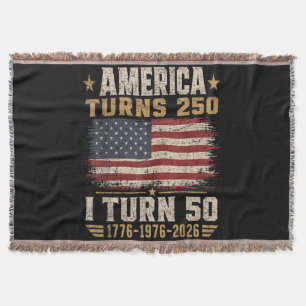 America Turns 250 I Turn 50 Throw Blanket