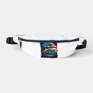 America turtle under Moon with American Flag Copy Bum Bags