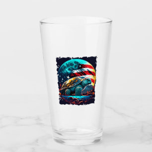 America turtle under Moon with American Flag Copy Glass