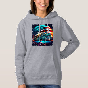 America turtle under Moon with American Flag Copy Hoodie