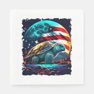 America turtle under Moon with American Flag Napkin