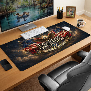America Two Flags One Nation 250 Desk Mat