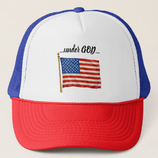America Under God Black Font Trucker Hat