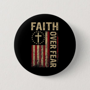 America Us Flag Faith Over Fear Prayer Christian C 6 Cm Round Badge