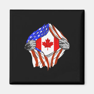 America Usa Canadian Flag Chest Canadian Roots Can Magnet