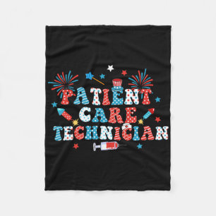 America Usa Fireworks Patient Care Technician 4th Fleece Blanket