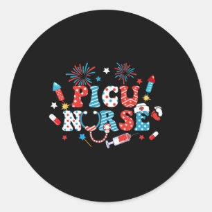 America Usa Fireworks Picu Picu Nurse Happy 4th Of Classic Round Sticker