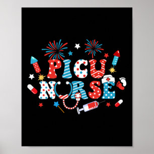 America Usa Fireworks Picu Picu Nurse Happy 4th Of Poster