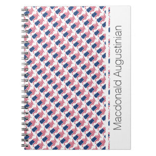 AMERICA USA Flag Custom Add Name Notebook Journal