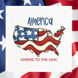 America USA Flag Map / Cheers to the USA Patriotic Napkin