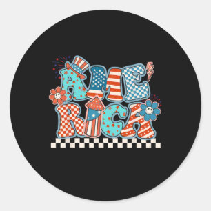 America Usa Fourth Of July 4th For Men Womens And Classic Round Sticker