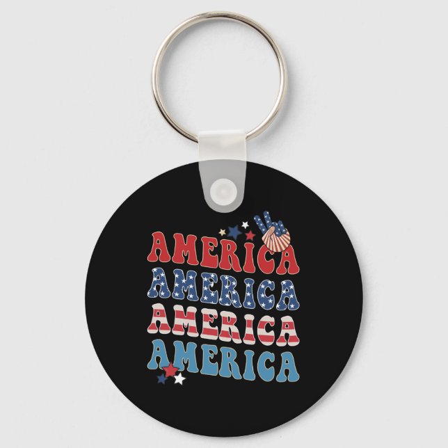 America Usa Fourth Of July 4th For Men Womens And  Key Ring (Front)