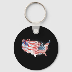 America Usa Map Preppy 4th Of July Happy Independe Key Ring