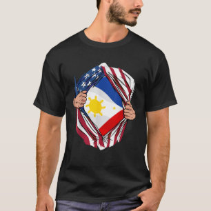America USA Philippines Flag Roots Pride Filipino  T-Shirt