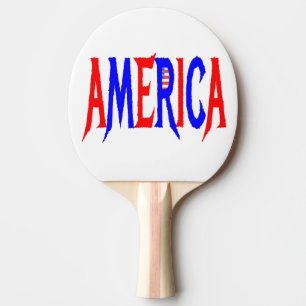 AMERICA USA Red White and Blue Ping Pong Paddle