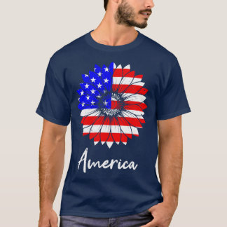 America USA Sun Flower Gift T-Shirt