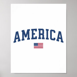 America Usa Women Men Kids American Flag July 4th  Poster