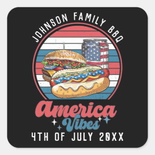 America Vibes 4th of July Patriotic Personalised Square Sticker