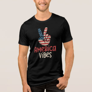 America Vibes, American Flag Peace Sign Tri-Blend Shirt