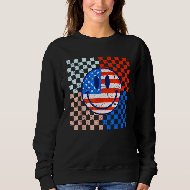 America Vibes Cute Smile Face USA American Flag 4t Sweatshirt (Front)