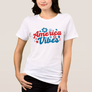 AMERICA VIBES Groovy Retro Typography Tri-Blend Shirt