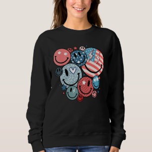 America Vibes Happy Face Smile Flower American 4th Sweatshirt