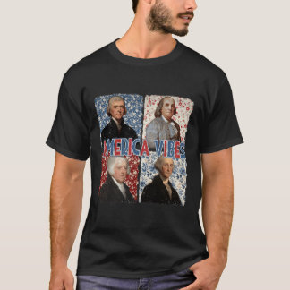America Vibes Retro 4th Of July Presidents America T-Shirt