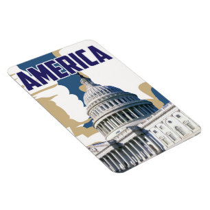 America vintage travel poster magnet