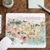America | Watercolor Illustrated USA Map