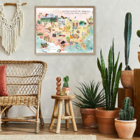 America | Watercolor Illustrated USA Map