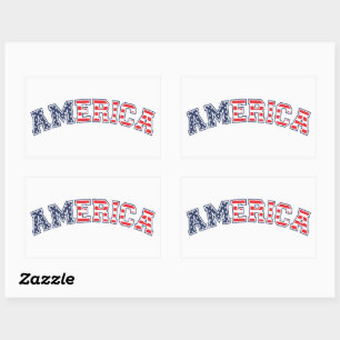 America White Red Blue Rectangular Sticker
