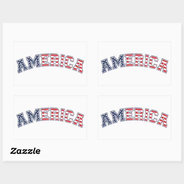 America White Red Blue Rectangular Sticker (Sheet)