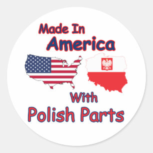 America With Polish Parts Classic Round Sticker