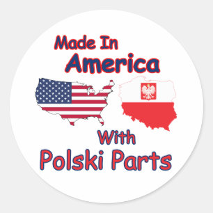 America With Polski Parts Classic Round Sticker