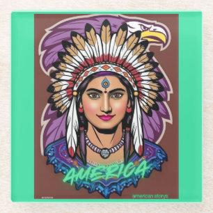 America Women Glass Coaster