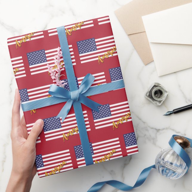 America Wrapping Paper, USA, American Flag patriot Wrapping Paper (Gifting)