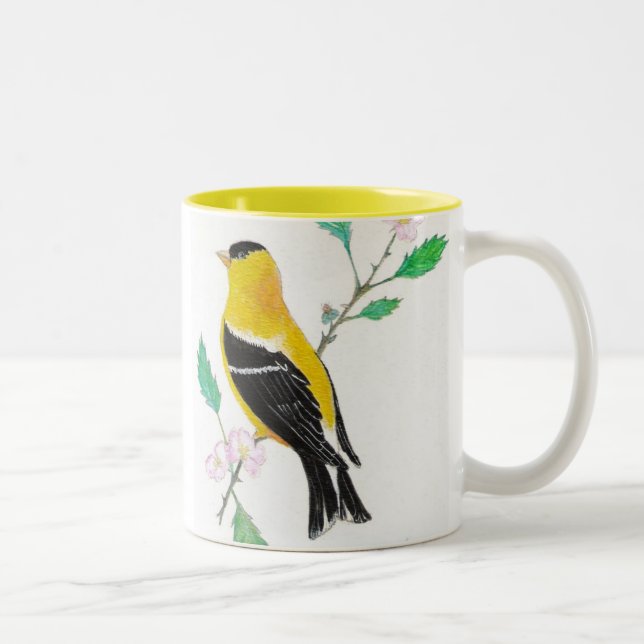 americam goldfinch, American Goldfinch Two-Tone Coffee Mug (Right)