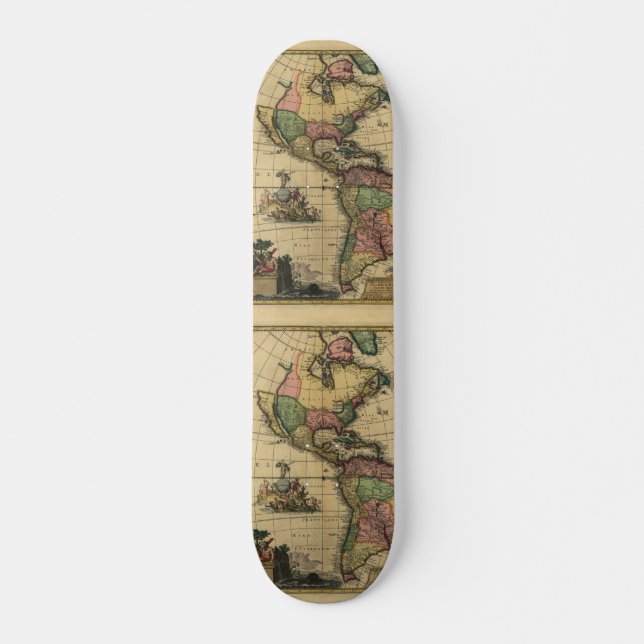 Americam utramque - North & South America Map Skateboard (Front)