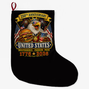 American 1776 2026 250th 4th July Independence Day Large Christmas Stocking
