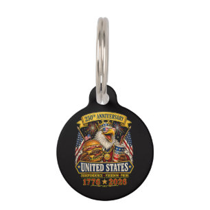 American 1776 2026 250th 4th July Independence Day Pet Tag