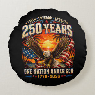 American 1776 2026 250th 4th July Independence Day Round Cushion