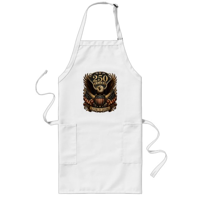 American 1776 2026 250th 4th July Patriotic Eagle Long Apron (Front)
