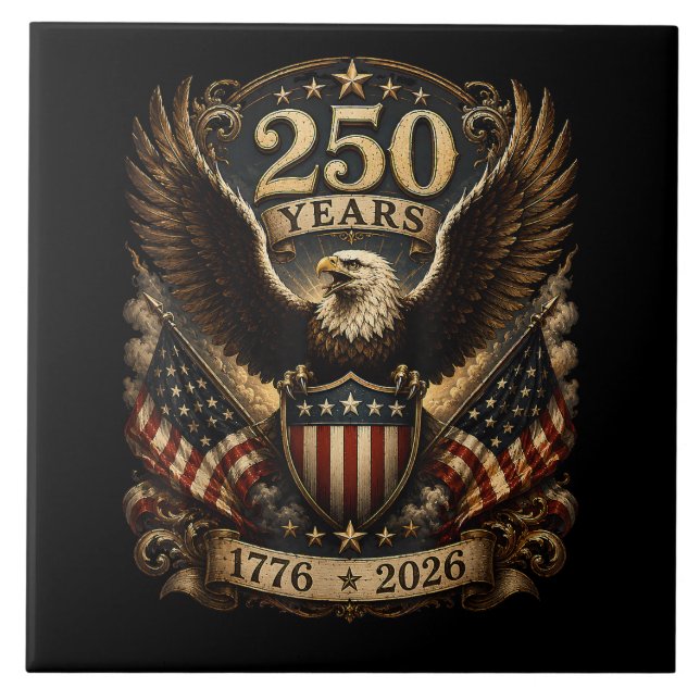 American 1776 2026 250th 4th July Patriotic Eagle Tile (Front)
