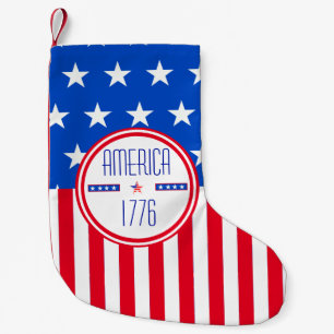 American 1776 patriotic small christmas stocking