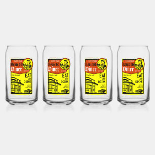 American 1950's Diner Can Glass