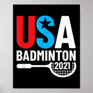 American 2021 Usa Badminton Gifts For Us Badminton Poster